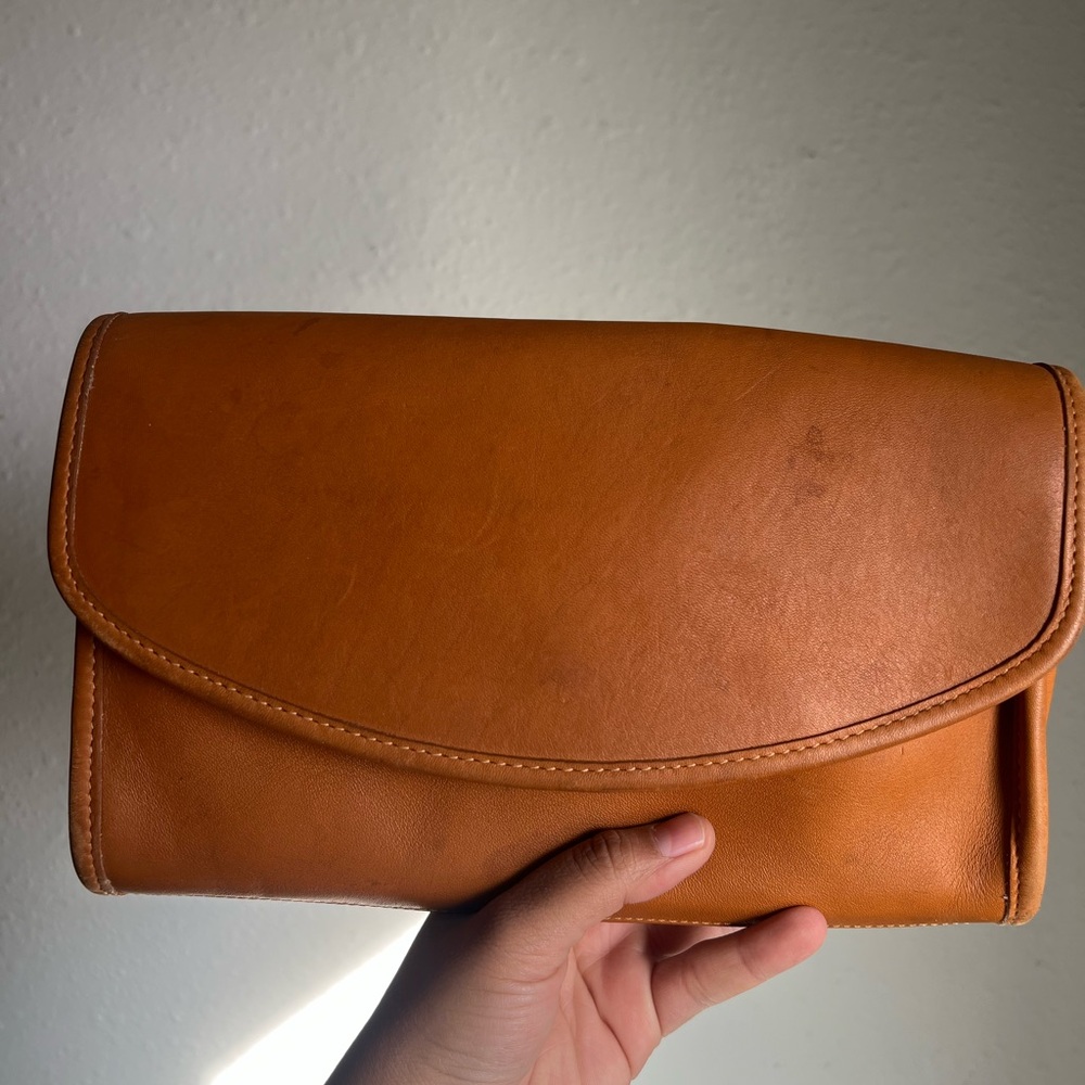 SALE Vintage Coach Stone Sterling Clutch Crossbody Bag - British tan